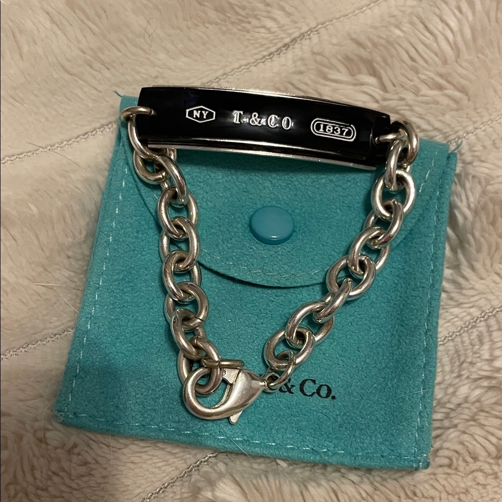 Titanium Silver 925 Galaxy 1837 Collection ID Chain Link Bracelet